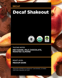 Decaf Shakeout Organic Blend | Certified Organic Decaf Coffee | Medium Dark Roast Decaf Coffee | Equator Coffees