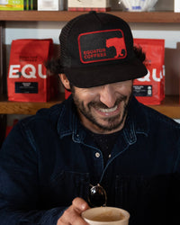Equator Pocket Trucker Hat at Front View| Marin Trucker Hat | Equator Coffees