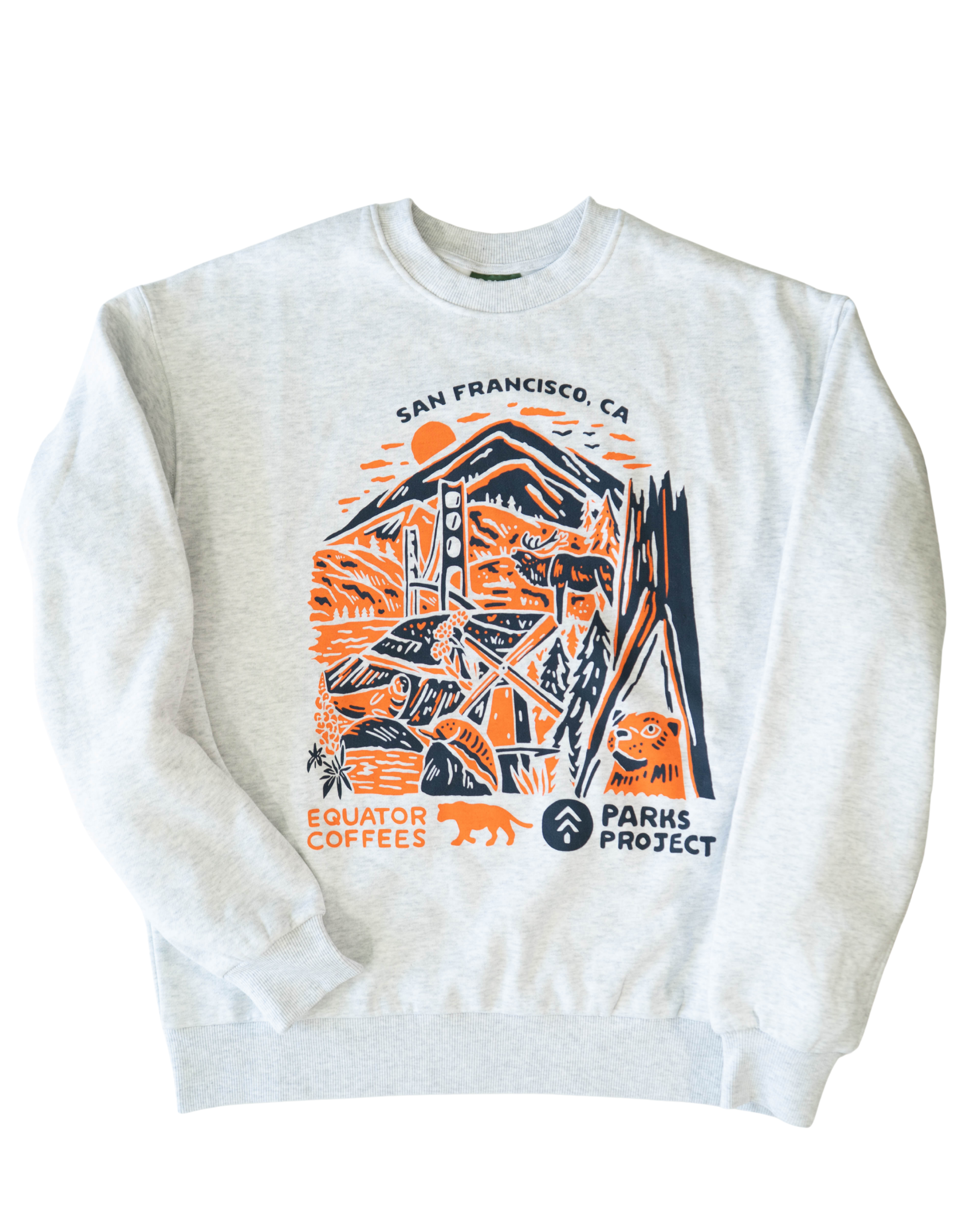 Golden Gate Bridge Fleece | San Francisco Fleece | Equator San Francisco Sweatshirt | Parks Project Fleece | Parks Project and Equator Sweatshirt | Equator Coffees
