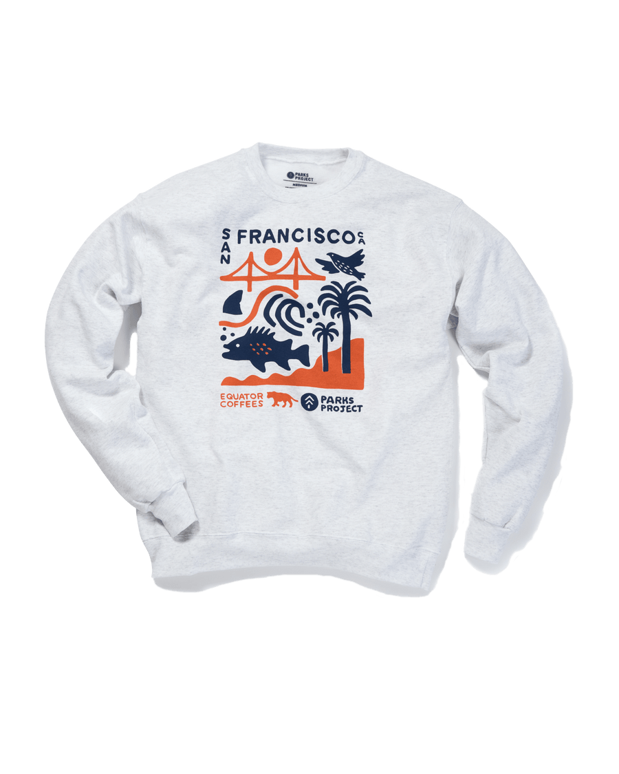 Golden Gate Bridge Fleece | San Francisco Fleece | Equator San Francisco Sweatshirt | Parks Project Fleece | Parks Project and Equator Sweatshirt | Equator Coffees