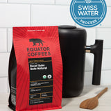 12oz bag of Decaf Suke Quto Natural with Swiss Water Process logo | Equator Coffees