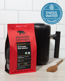 12oz bag of Decaf Suke Quto Natural with Swiss Water Process logo | Equator Coffees