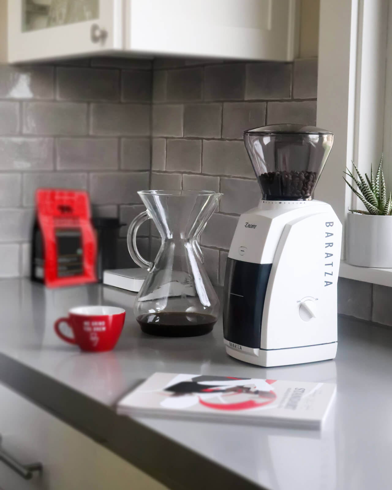 Setting up the Baratza Encore on the kitchen counter | Equator Coffees