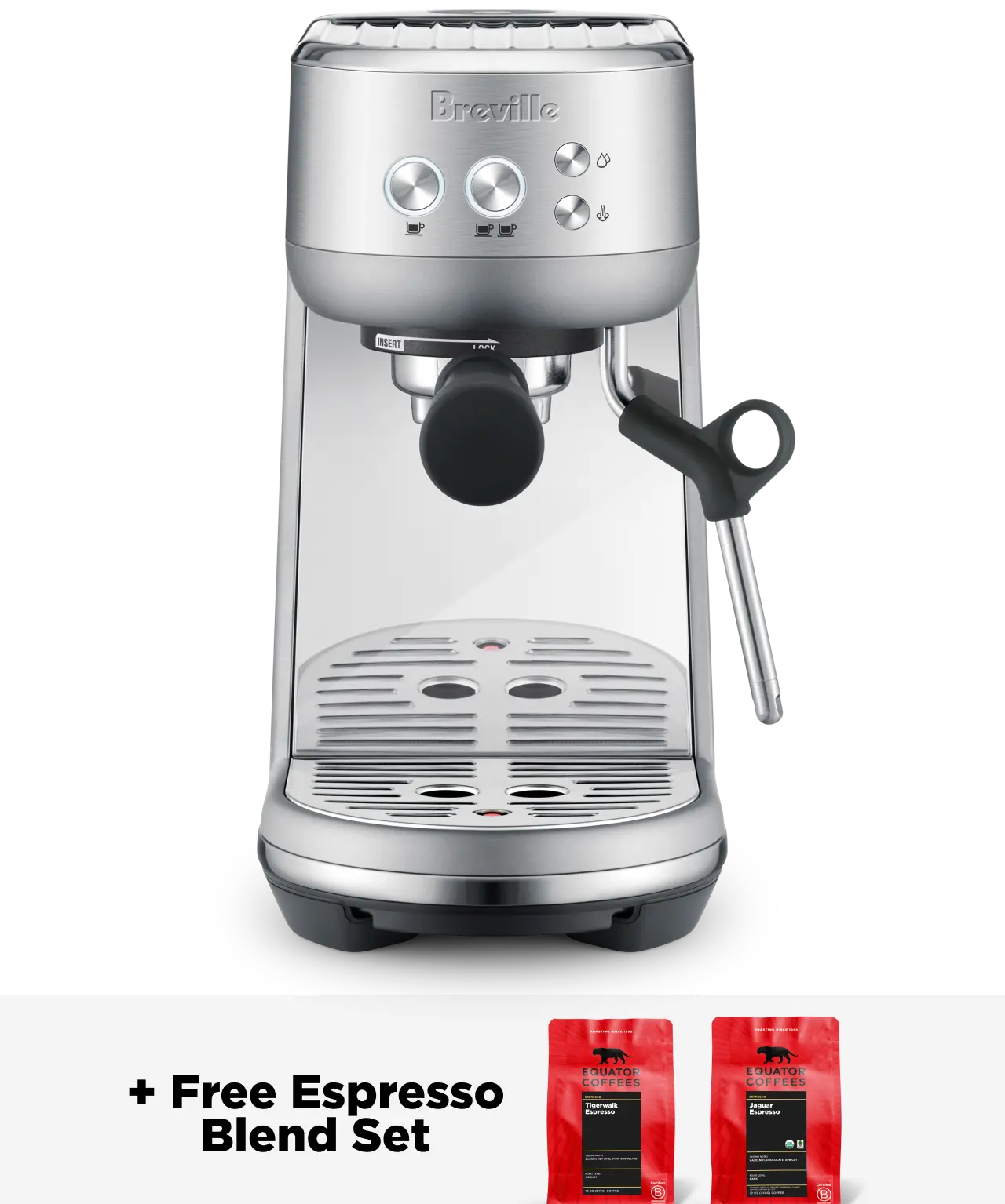 Breville Bambino Espresso Machine | Includes 2 bags of Equator coffee | Front of Machine | Equator Coffees