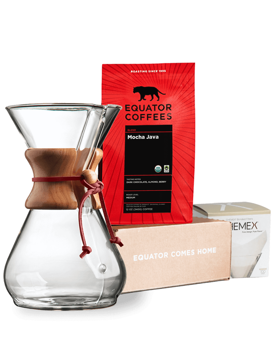 Chemex Starter Kit | Chemex Bundle | Chemex Coffee Bundles | Chemex Coffeemaker | 12oz Bag of Whole Bean Coffee | Equator Coffees