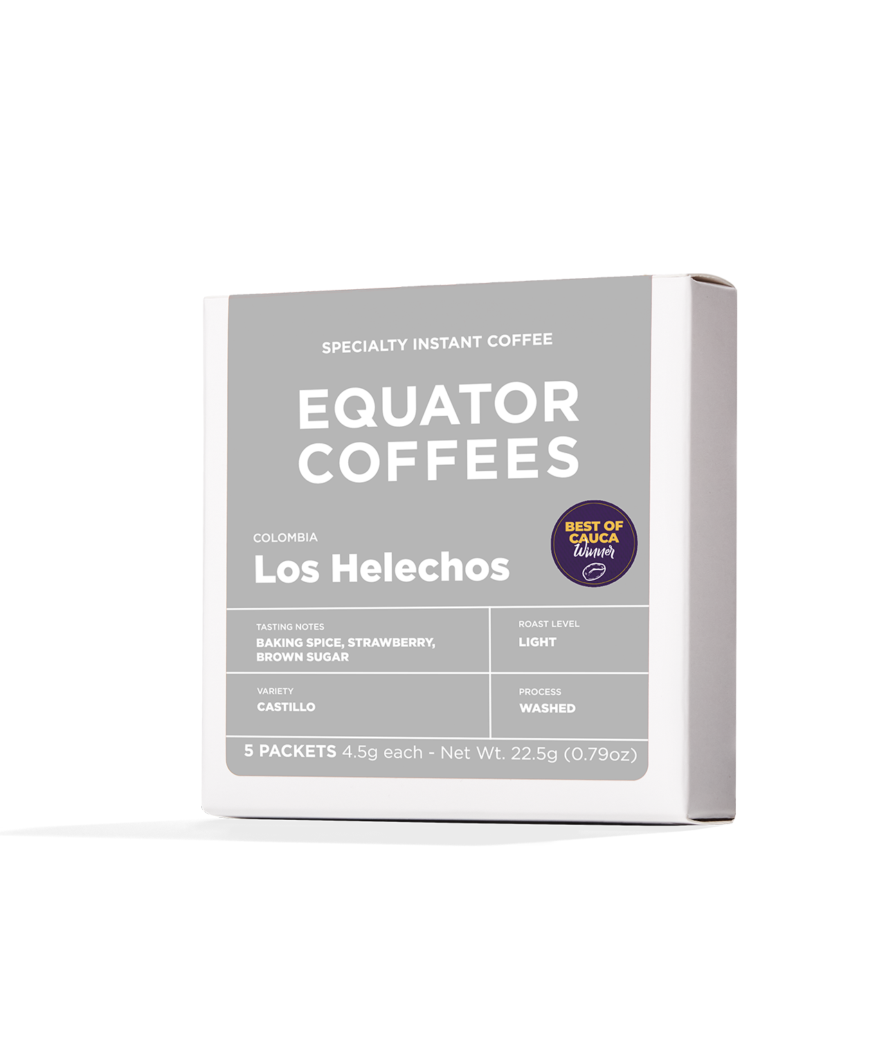 Colombia Los Helechos Specialty Instant Coffee | 5 count box of instant coffee | Equator Coffees