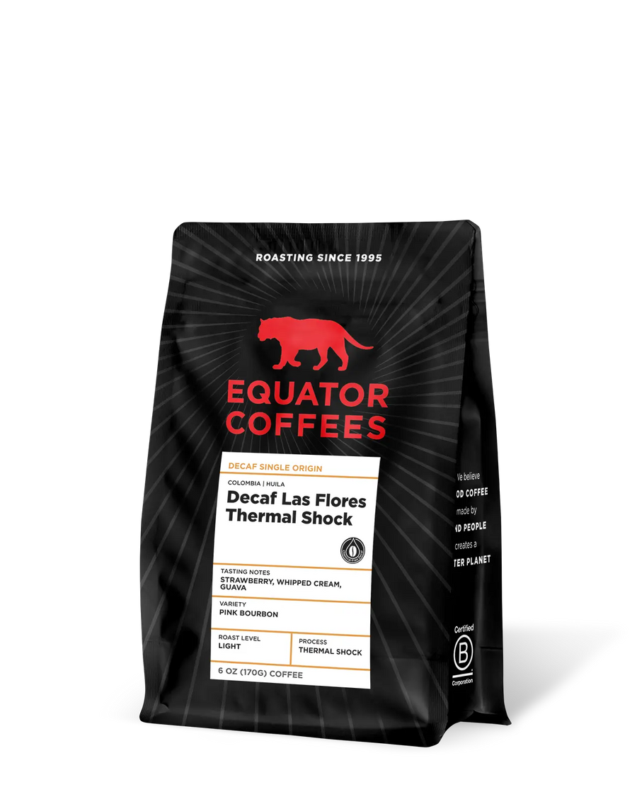 Decaf Colomba Las Flores Thermal Shock | Decaf Coffee | Colombia Coffee | 6oz bag of whole bean decaf coffee | Equator coffees