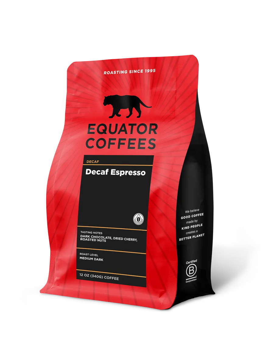 Decaf Espresso | 12oz Bag of Whole Bean Decaf Espresso | Equator Coffees