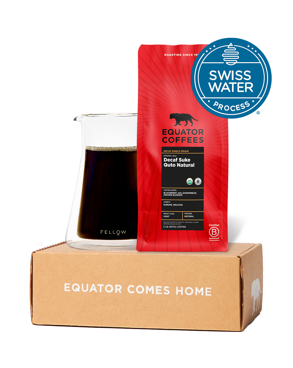 2lb bag of Decaf Suke Quto Natural with Swiss Water Process logo | Equator Coffees