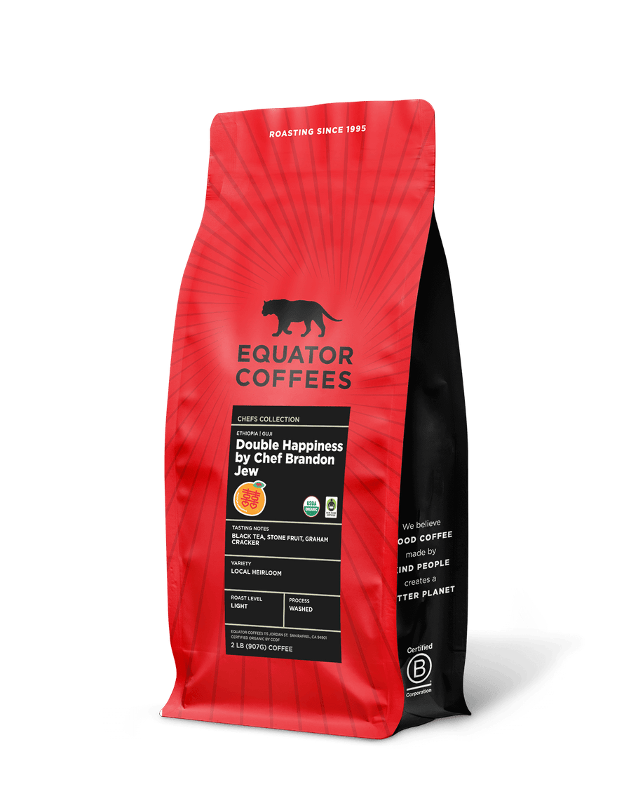Double Happiness by Chef Brandon Jew | Fair Trade Coffee | Certified Organic Coffee | Brandon Jew Coffee | 2lb Bag of Whole Bean Coffee | Equator Coffees