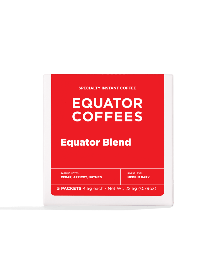 Equator Blend Instant Coffee Packets | Specialty Instant Coffee Packets | Contains 5 Instant Coffee Packs | Front of Package | Equator Coffees