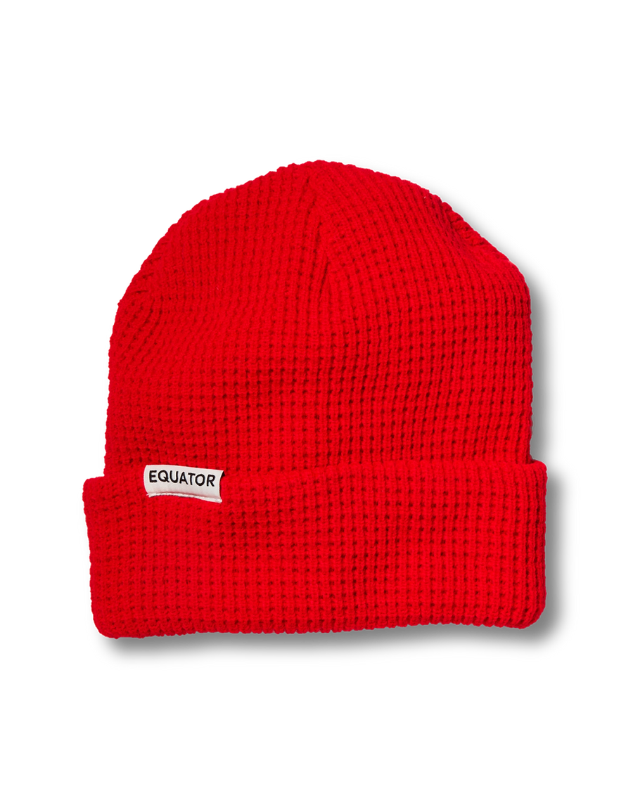 Equator Red Waffle Beanie