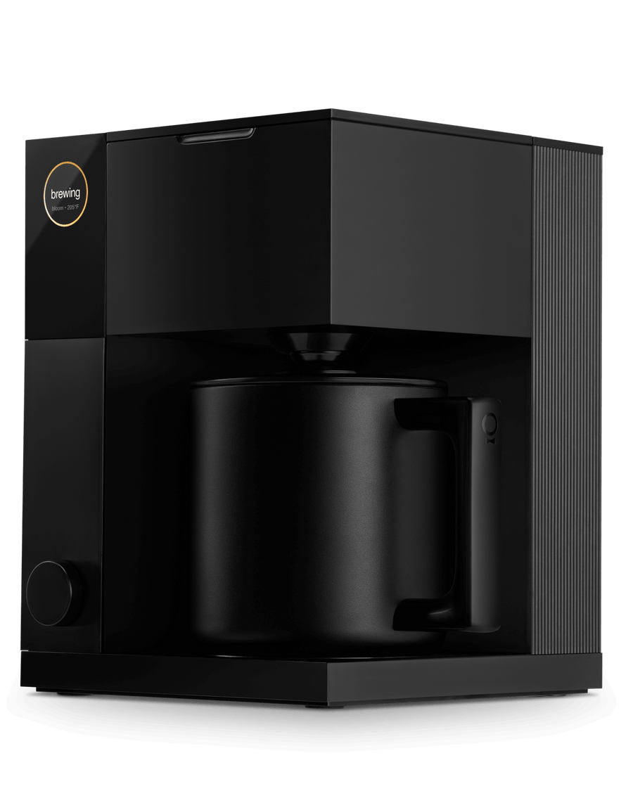 Fellow Aiden Precision Coffee Maker | Brewing Machine and Carafe in brewing position | Equator Coffees