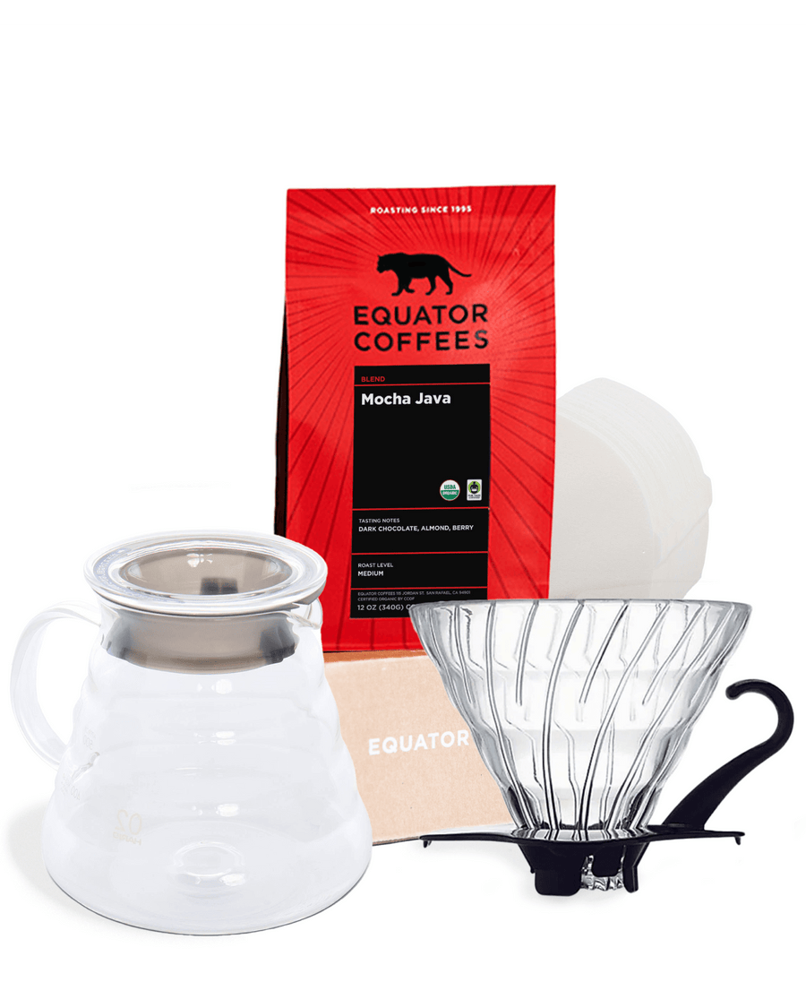 Hario V60 Pourover Starter Kit | Hario Coffee Bundle | Hario V60 Bundle | Pourover Coffee Bundle | 12oz Bag of Whole Bean Coffee | Equator Coffees