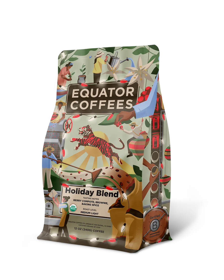 Holiday Blend | Organic Seasonal Blend | 12oz bag of whole bean coffee | Equator Coffees
