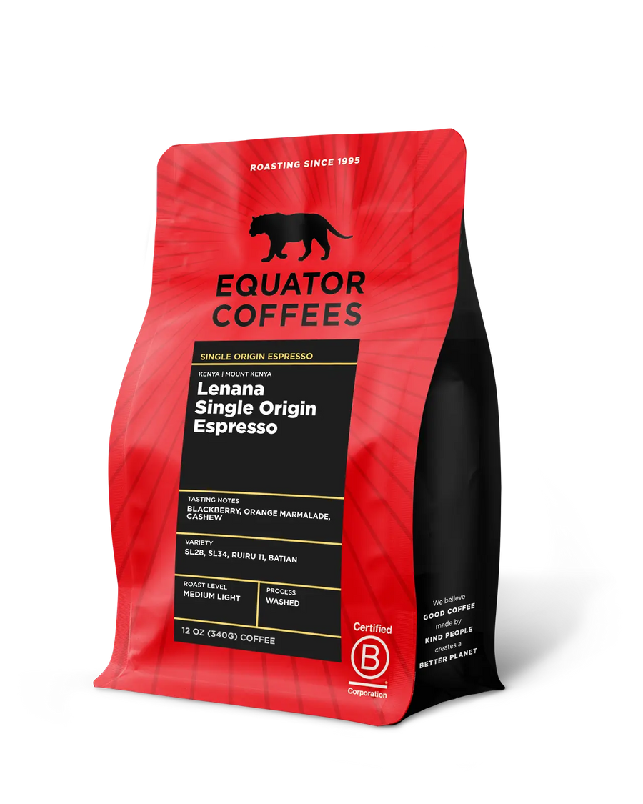 Kenya Lenana Single Origin Espresso | Kenya coffee | Light roast espresso | 12oz bag of whole espresso beans | Equator Coffees