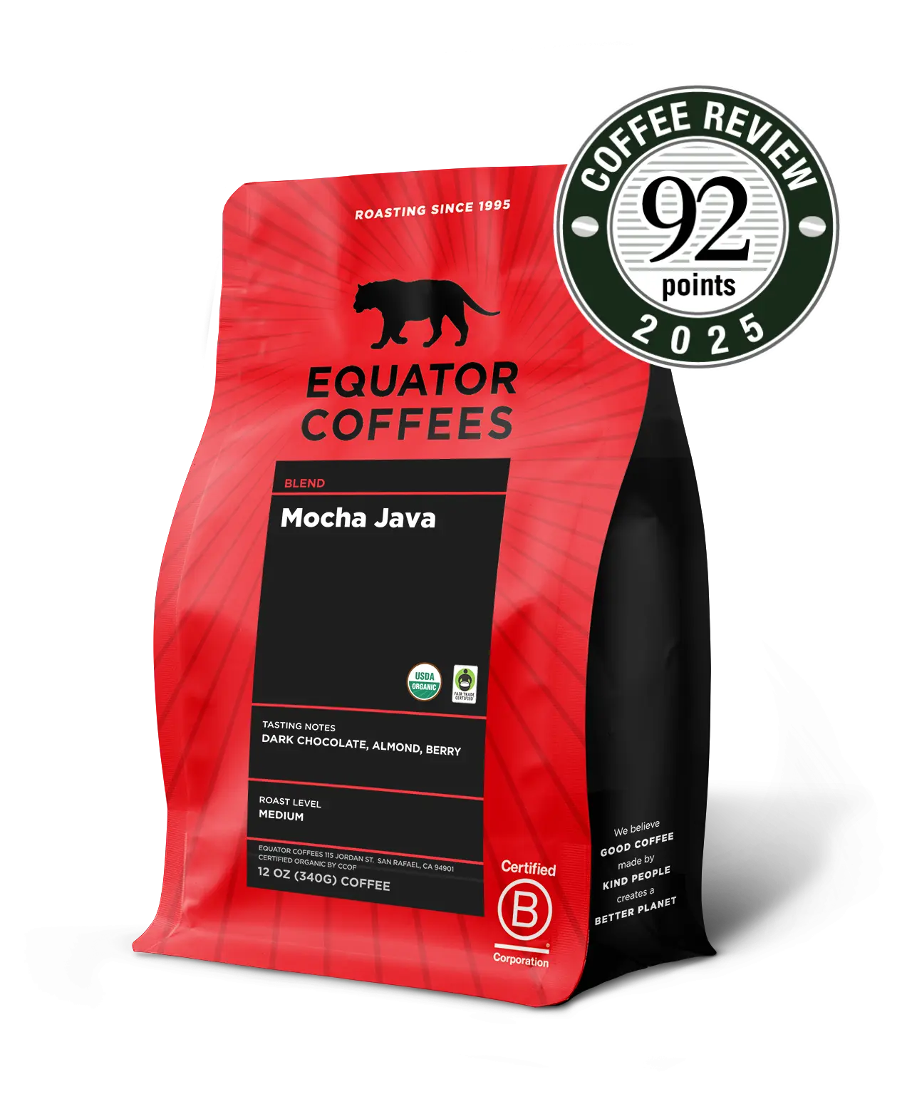 Mocha Java Blend Fair Trade Organic | Certified Organic Coffee | 12oz Whole Bean Coffee | Equator Coffees