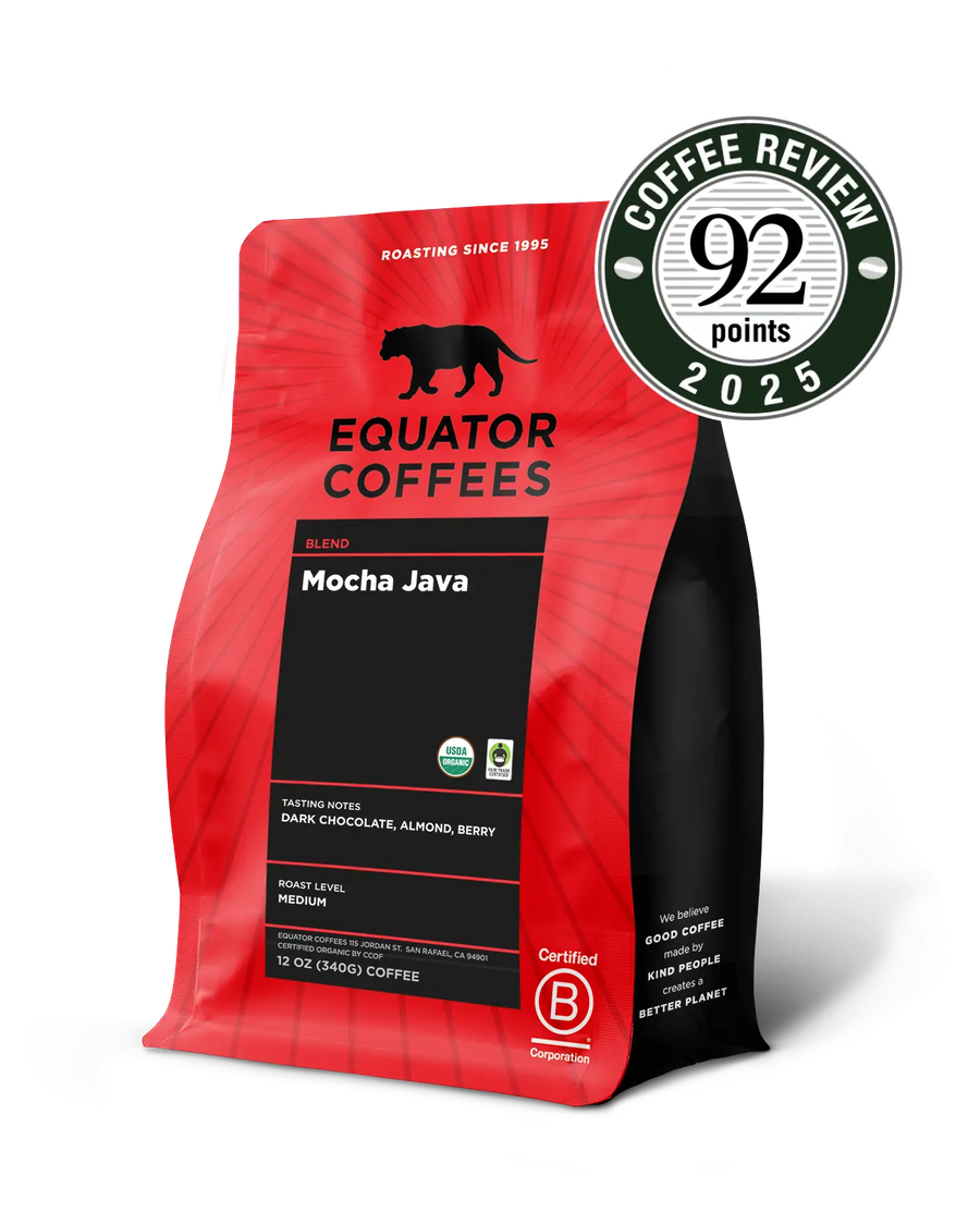 Mocha Java Blend Fair Trade Organic | Certified Organic Coffee | 12oz Whole Bean Coffee | Equator Coffees