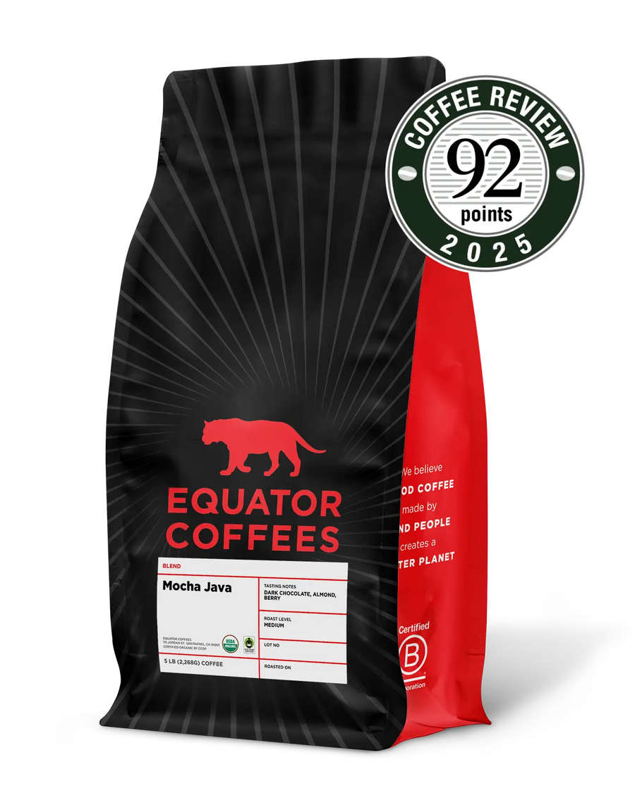 Mocha Java Blend Fair Trade Organic | Certified Organic Coffee | 5lb Whole Bean Coffee | Equator Coffees