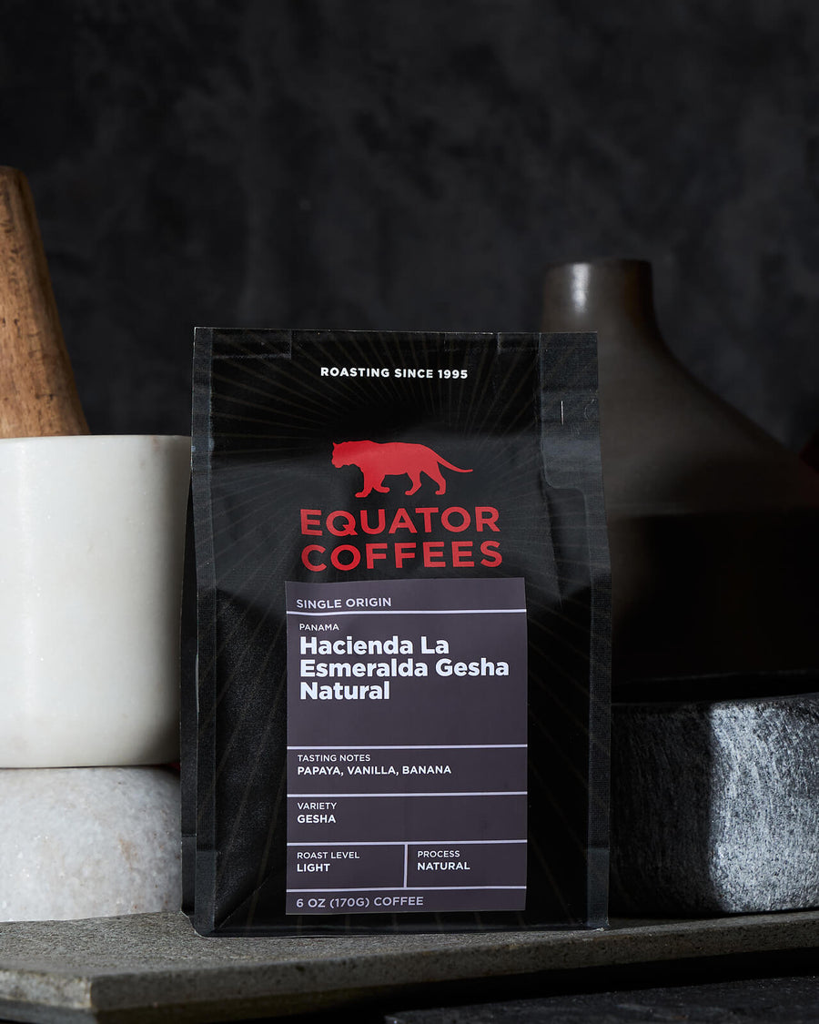 Panama Hacienda La Esmeralda Gesha Natural | Peterson Family | Hacienda La Esmeralda coffee | 6oz bag of whole bean coffee | Equator Coffees
