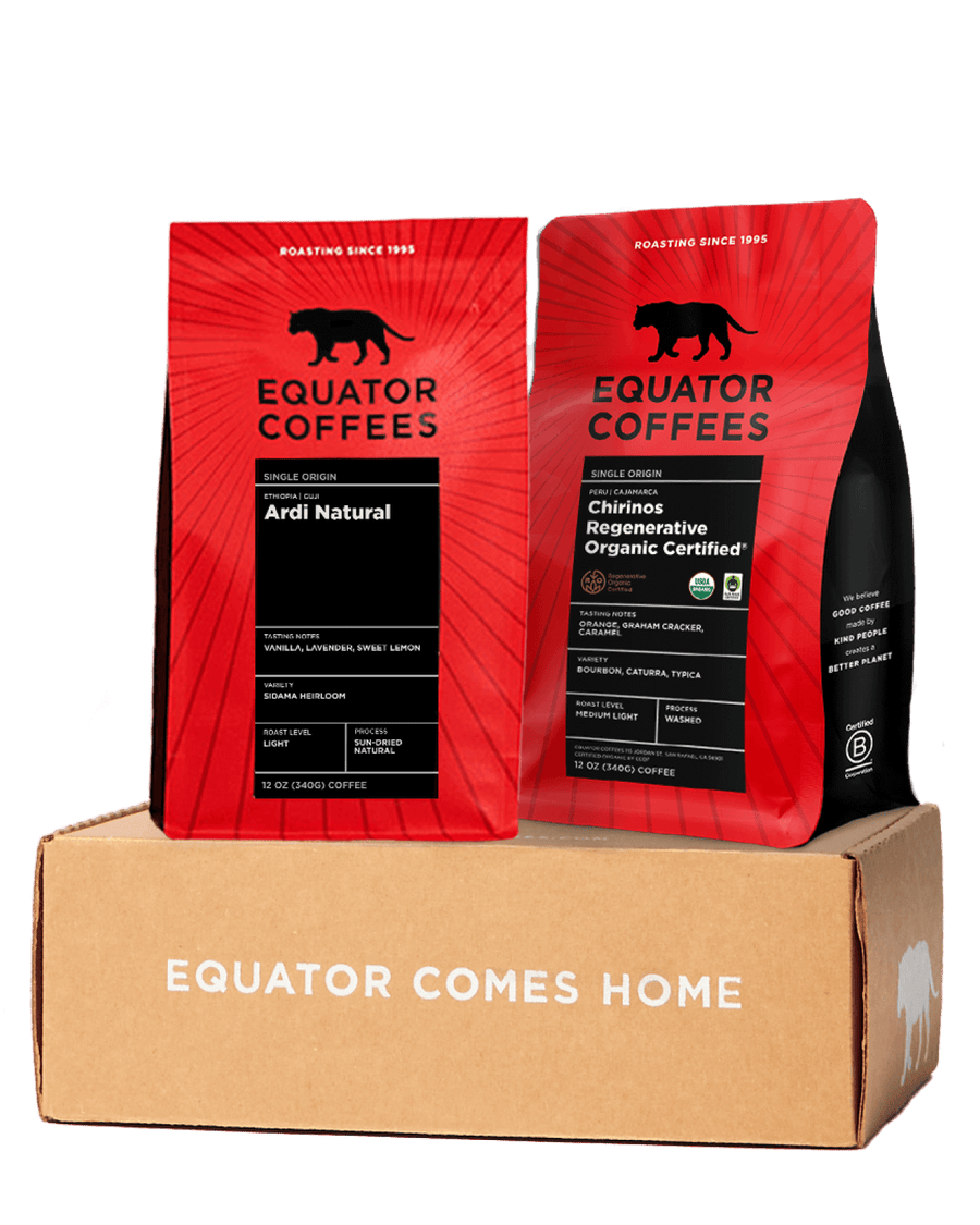 Single Origin Coffee Set | Single Origin Coffee Gift | Light Roast Coffee Bundle | Two 12oz Bags of Whole Bean Coffee | Equator Coffees