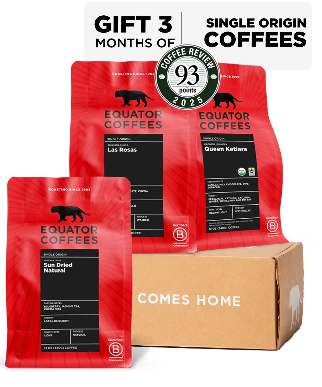Single Origin Coffee Subscription Gift | Gift Light Roast Coffee | Equator Coffees