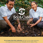 5% of sales from this collection will go to our origin partners at Cooperative de Servicios Múltiples Sol & Cafe in Peru. Funds will support a year-long soil study across 450 member-owned microlots, helping ensure long-term farm health. / Equator Coffees