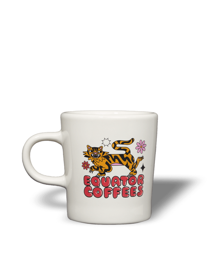 Super Bloom Diner Mug 9oz. | Flower and Tiger Coffee Mug | Front of Mug | Equator Coffees